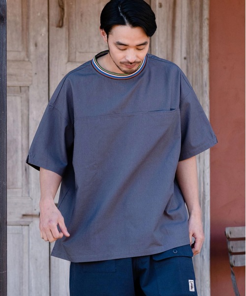 go slow caravan（ゴースローキャラバン）の「COBMASTER/コブマスター　リネンミックス マルチカラーリブ クルーネックTEE（Tシャツ/カットソー・メンズ・ダークグレー/ナチュラル/グリーン/オレンジ系その他・LARGE/MEDIUM/X-LARGE）」の21枚目の写真
