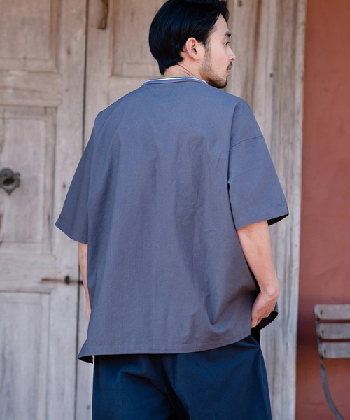 go slow caravan（ゴースローキャラバン）の「COBMASTER/コブマスター　リネンミックス マルチカラーリブ クルーネックTEE（Tシャツ/カットソー・メンズ・ダークグレー/ナチュラル/グリーン/オレンジ系その他・LARGE/MEDIUM/X-LARGE）」の12枚目の写真