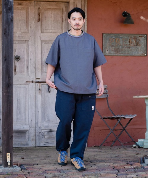 go slow caravan（ゴースローキャラバン）の「COBMASTER/コブマスター　リネンミックス マルチカラーリブ クルーネックTEE（Tシャツ/カットソー・メンズ・ダークグレー/ナチュラル/グリーン/オレンジ系その他・LARGE/MEDIUM/X-LARGE）」の9枚目の写真