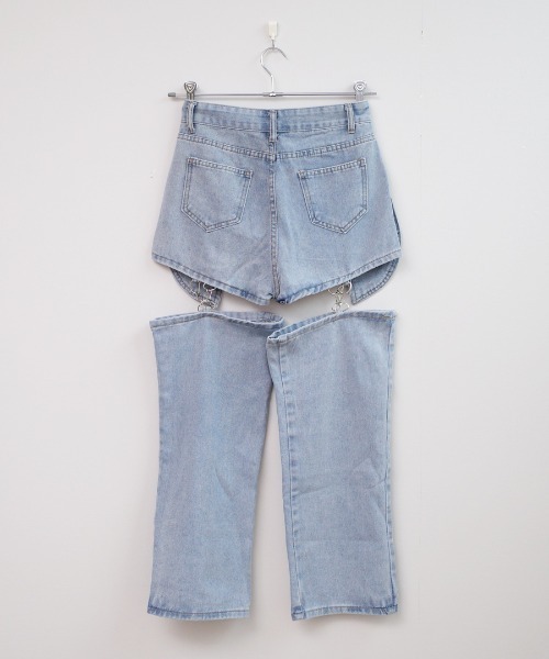 shopnikoniko（ショップニコニコ）の「2way ハイウエスト セパレートデニム ウエスト調節可能（デニムパンツ・レディース・ブルー・フリー）」の6枚目の写真