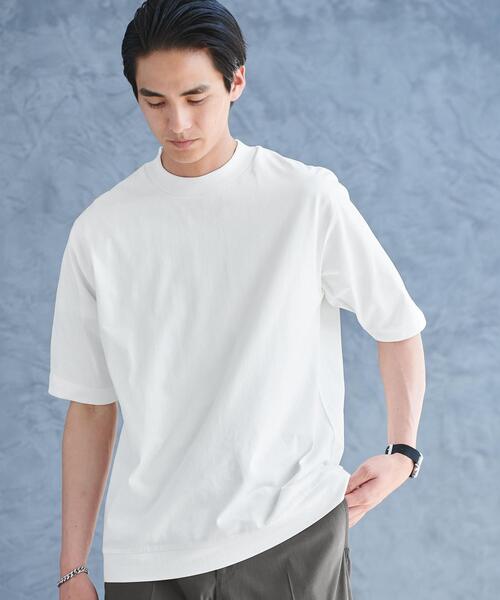 green label relaxing（グリーンレーベルリラクシング）の「COMFY COOL クルーネック Tシャツ -接触冷感・吸水速乾-（Tシャツ/カットソー・メンズ・ライラック/ホワイト/ネイビー/ベージュ・L/XL/S/M）」の2枚目の写真