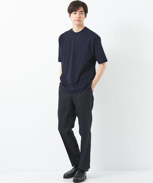 green label relaxing（グリーンレーベルリラクシング）の「COMFY COOL クルーネック Tシャツ -接触冷感・吸水速乾-（Tシャツ/カットソー・メンズ・ライラック/ホワイト/ネイビー/ベージュ・L/XL/S/M）」の8枚目の写真