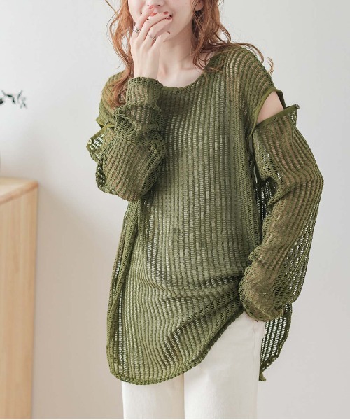 AMELY(エミリー)の「2wayメッシュプルオーバー(その他トップス・レディース・テラコッタ/ホワイト/カーキ/ブラック・フリー)」の4枚目の写真