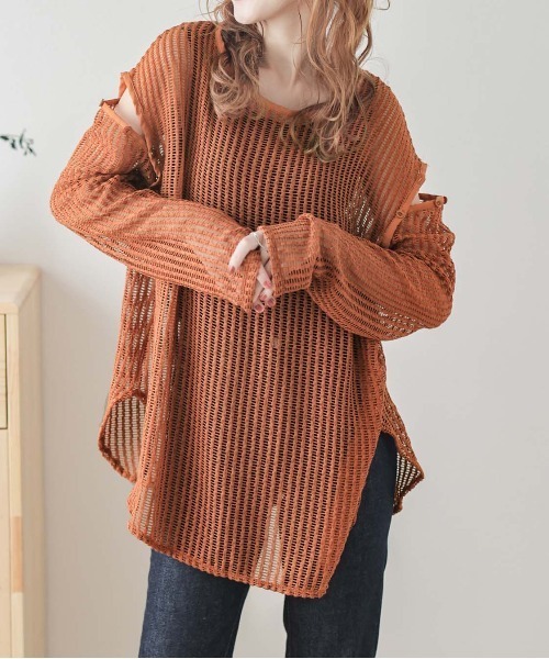 AMELY(エミリー)の「2wayメッシュプルオーバー(その他トップス・レディース・テラコッタ/ホワイト/カーキ/ブラック・フリー)」の1枚目の写真