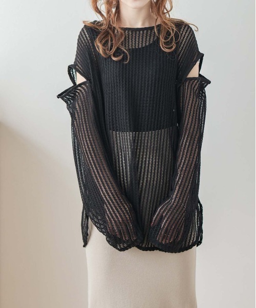 AMELY(エミリー)の「2wayメッシュプルオーバー(その他トップス・レディース・テラコッタ/ホワイト/カーキ/ブラック・フリー)」の7枚目の写真