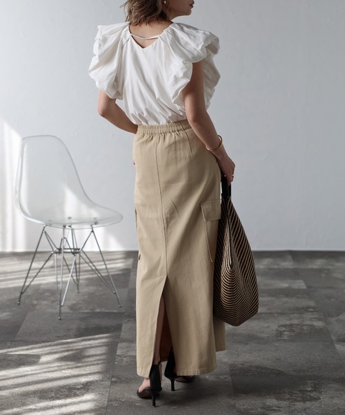 MSGM ボリュームスリーブブラウス Bonjour Sagan（ボンジュールサガン）の「リネンタッチタック