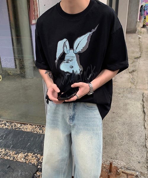 MGV(エムジーヴィー)の「ラビットイラストT(Tシャツ/カットソー・メンズ・ホワイト/ブラック・MEDIUM/LARGE/X-LARGE)」の16枚目の写真