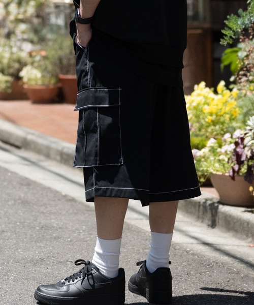 JOHN'S CLOSET(ジョンズクローゼット)の「【13】ナチュラルストレッチ ステッチングワイドカーゴショーツ(カーゴパンツ・メンズ・オリーブ/ブラック/オフホワイト・MEDIUM/LARGE)」の5枚目の写真