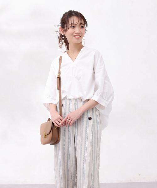 Chez toi（シェトワ）の「バックギャザースキッパーシャツ（シャツ/ブラウス・レディース・パープル/キャメル/オフホワイト/アイボリー・FREE）」の9枚目の写真