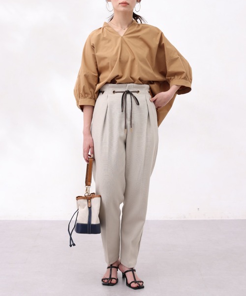 Chez toi（シェトワ）の「バックギャザースキッパーシャツ（シャツ/ブラウス・レディース・パープル/キャメル/オフホワイト/アイボリー・FREE）」の22枚目の写真