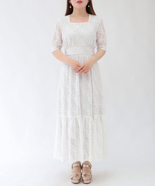 ASTORIA ODIER(アストリアオディール)の「スクエア総レースワンピース(ワンピース・レディース・アイボリー/ブラック・MEDIUM)」の15枚目の写真