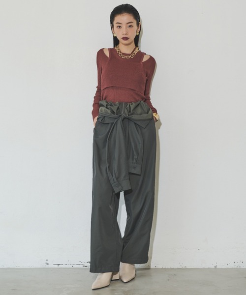 Solace（ソレイス）の「シアーレイヤードニット（Tシャツ/カットソー・レディース・ブラウン/カーキ/ブラック・FREE）」の21枚目の写真