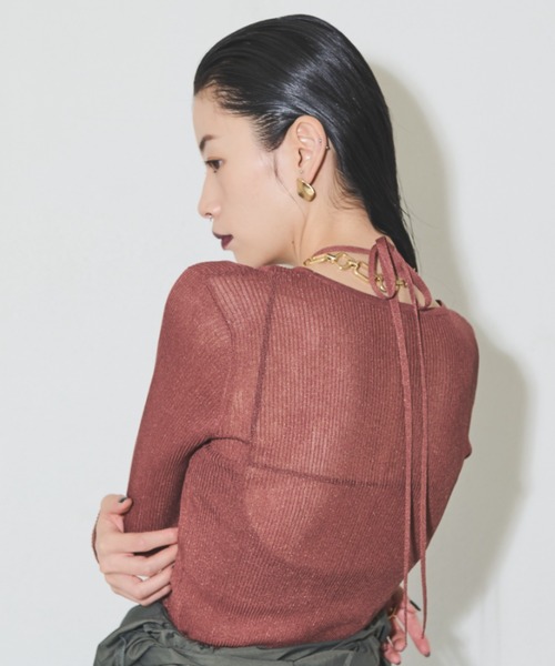 Solace（ソレイス）の「シアーレイヤードニット（Tシャツ/カットソー・レディース・ブラウン/カーキ/ブラック・FREE）」の19枚目の写真