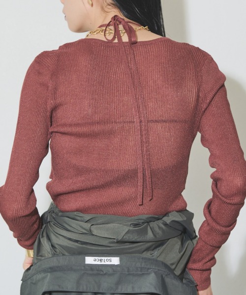 Solace（ソレイス）の「シアーレイヤードニット（Tシャツ/カットソー・レディース・ブラウン/カーキ/ブラック・FREE）」の20枚目の写真