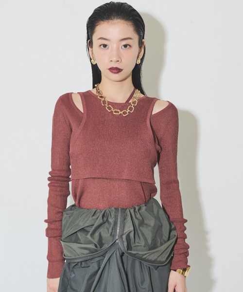 Solace（ソレイス）の「シアーレイヤードニット（Tシャツ/カットソー・レディース・ブラウン/カーキ/ブラック・FREE）」の15枚目の写真