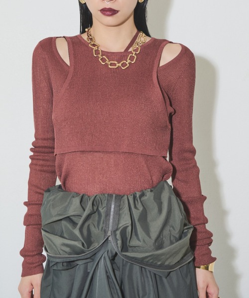 Solace（ソレイス）の「シアーレイヤードニット（Tシャツ/カットソー・レディース・ブラウン/カーキ/ブラック・FREE）」の18枚目の写真