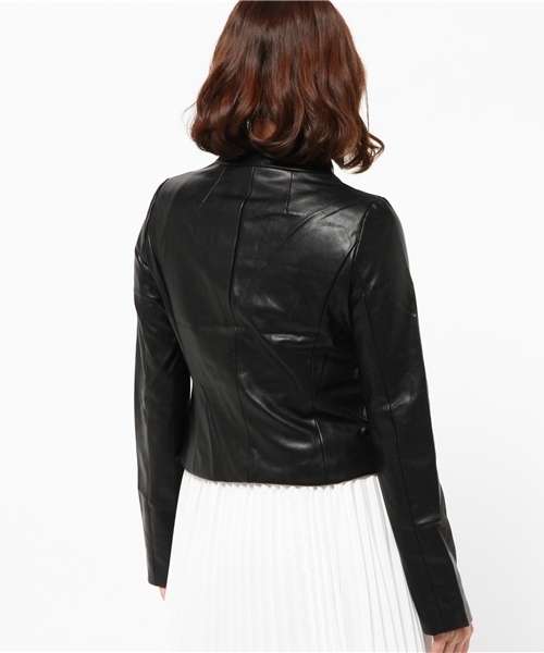 OUTLET（アウトレット）の「【Delyle noir】Fレザーシンプルジャケット（その他アウター・レディース・ブラック/ベージュ・2/3）」の5枚目の写真