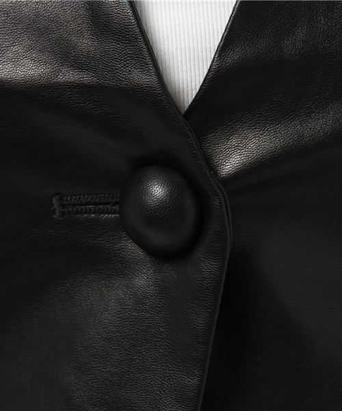 OUTLET（アウトレット）の「【Delyle noir】Fレザーシンプルジャケット（その他アウター・レディース・ブラック/ベージュ・2/3）」の10枚目の写真