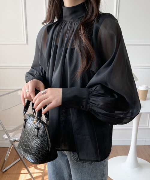 ABITOKYO(アビトーキョー)の「バックリボンパフスリーブハイネックシアーブラウス(シャツ/ブラウス・レディース・ベージュ/ブラック・M/L)」の19枚目の写真