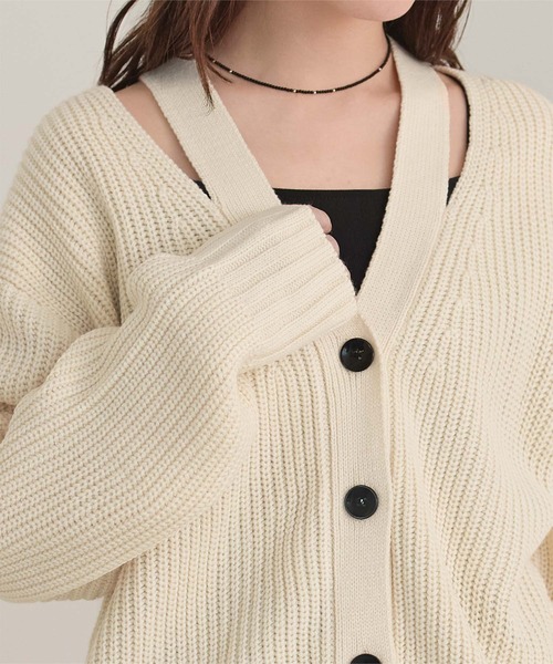 miette(ミエット)の「スリットVネックカーディガン(カーディガン/ボレロ・レディース・ブルー/アイボリー/グリーン/ピンク/ブラック・FREE)」の8枚目の写真