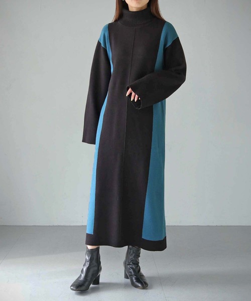 cheriella（シェリエラ）の「【cheriella】WEB限定サイド配色ワンピース（ワンピース・レディース・ダークブラウン/ブラック/ダークネイビー・M）」の10枚目の写真