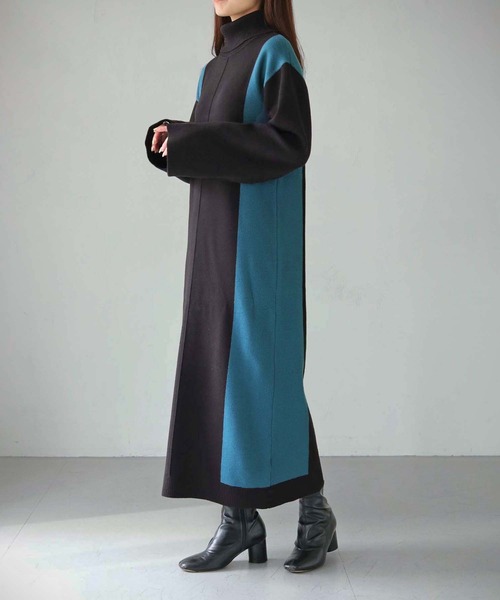 cheriella（シェリエラ）の「【cheriella】WEB限定サイド配色ワンピース（ワンピース・レディース・ダークブラウン/ブラック/ダークネイビー・M）」の12枚目の写真