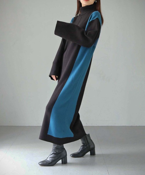 cheriella（シェリエラ）の「【cheriella】WEB限定サイド配色ワンピース（ワンピース・レディース・ダークブラウン/ブラック/ダークネイビー・M）」の13枚目の写真