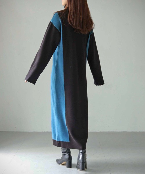 cheriella（シェリエラ）の「【cheriella】WEB限定サイド配色ワンピース（ワンピース・レディース・ダークブラウン/ブラック/ダークネイビー・M）」の14枚目の写真