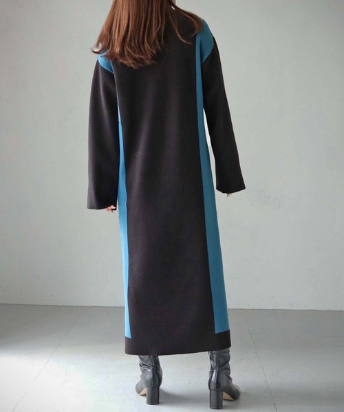 cheriella（シェリエラ）の「【cheriella】WEB限定サイド配色ワンピース（ワンピース・レディース・ダークブラウン/ブラック/ダークネイビー・M）」の15枚目の写真