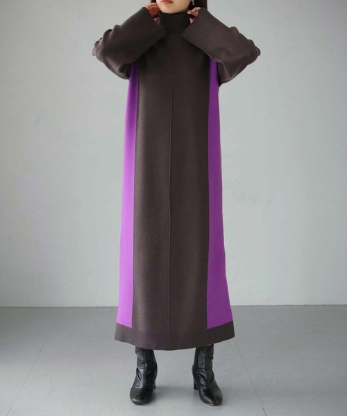 cheriella（シェリエラ）の「【cheriella】WEB限定サイド配色ワンピース（ワンピース・レディース・ダークブラウン/ブラック/ダークネイビー・M）」の19枚目の写真