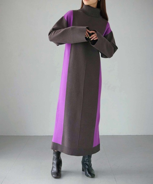 cheriella（シェリエラ）の「【cheriella】WEB限定サイド配色ワンピース（ワンピース・レディース・ダークブラウン/ブラック/ダークネイビー・M）」の21枚目の写真