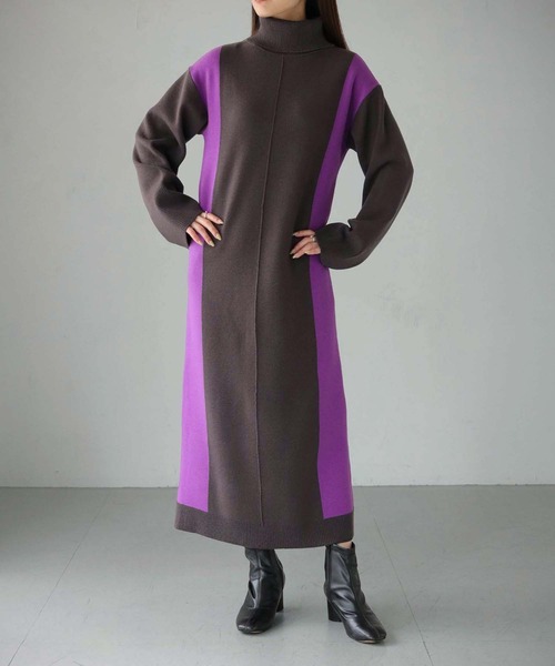 cheriella（シェリエラ）の「【cheriella】WEB限定サイド配色ワンピース（ワンピース・レディース・ダークブラウン/ブラック/ダークネイビー・M）」の20枚目の写真