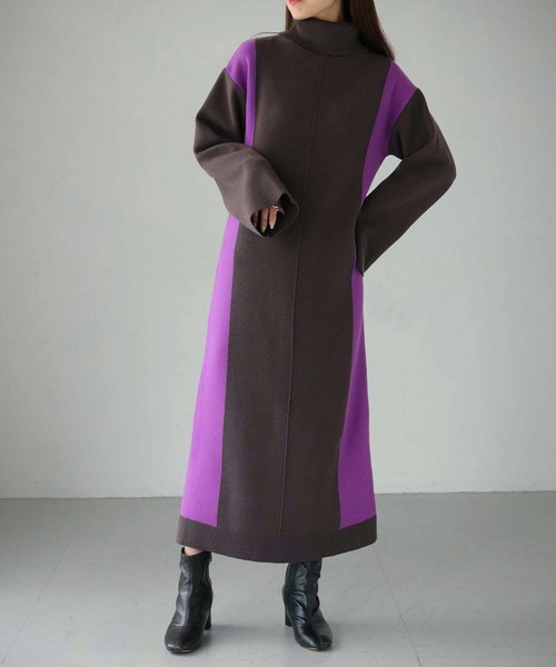 cheriella（シェリエラ）の「【cheriella】WEB限定サイド配色ワンピース（ワンピース・レディース・ダークブラウン/ブラック/ダークネイビー・M）」の22枚目の写真