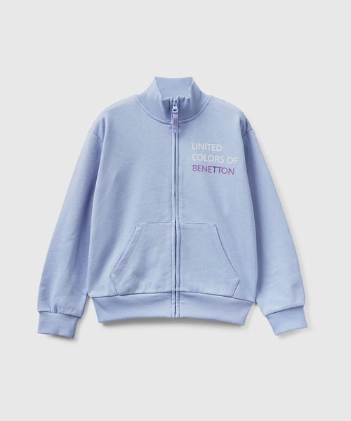 BENETTON (UNITED COLORS OF BENETTON)（ベネトンユナイテッドカラーズオブベネトン）の「キッズグリッタープリントジップアップトレーナーG（スウェット・キッズ・ピンク系その他/ライトパープル/グレー×ピンク/ネイビー・SMALL/LARGE/XX-LARGE/X-LARGE/MEDIUM）」の4枚目の写真