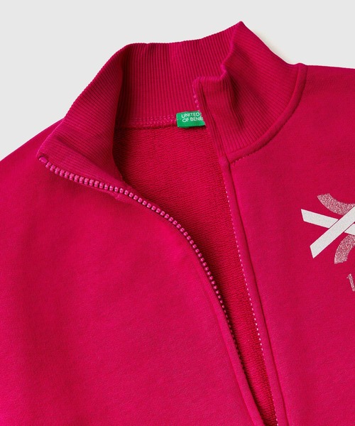 BENETTON (UNITED COLORS OF BENETTON)（ベネトンユナイテッドカラーズオブベネトン）の「キッズグリッタープリントジップアップトレーナーG（スウェット・キッズ・ピンク系その他/ライトパープル/グレー×ピンク/ネイビー・SMALL/LARGE/XX-LARGE/X-LARGE/MEDIUM）」の6枚目の写真