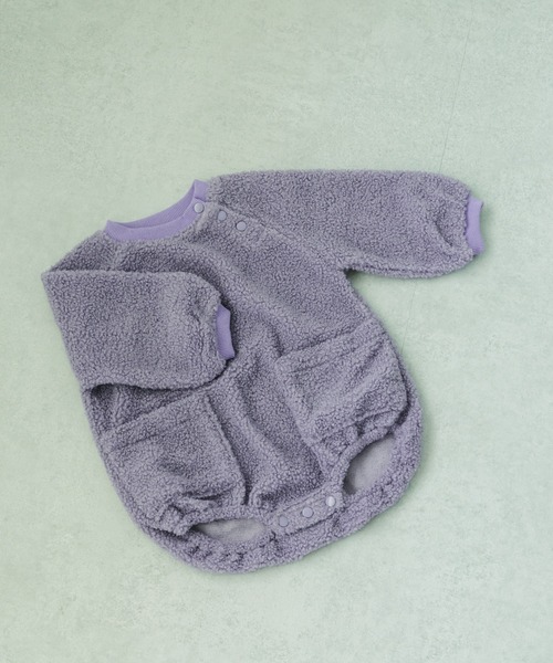 pairmanon（ペアマノン）の「【かぞくおそろい】【ベビー】シープボア ポケット ラグラン ロンパース（ロンパース・キッズ・アイボリー/オレンジ/ピンク系その他5/ベージュ系その他4/パープル/ピンク/ベージュ・80/70）」の5枚目の写真