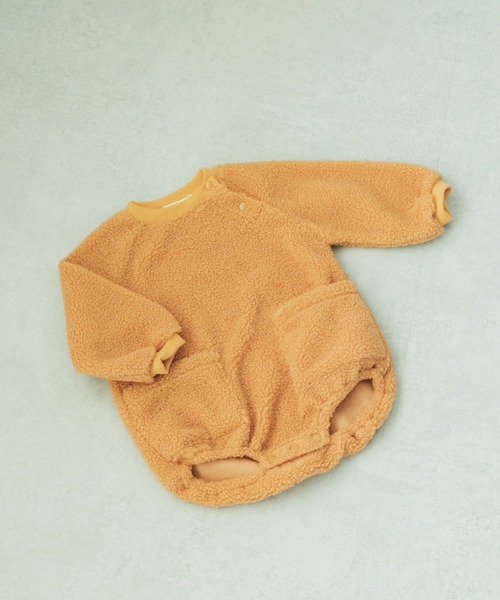 pairmanon（ペアマノン）の「【かぞくおそろい】【ベビー】シープボア ポケット ラグラン ロンパース（ロンパース・キッズ・アイボリー/オレンジ/ピンク系その他5/ベージュ系その他4/パープル/ピンク/ベージュ・80/70）」の7枚目の写真