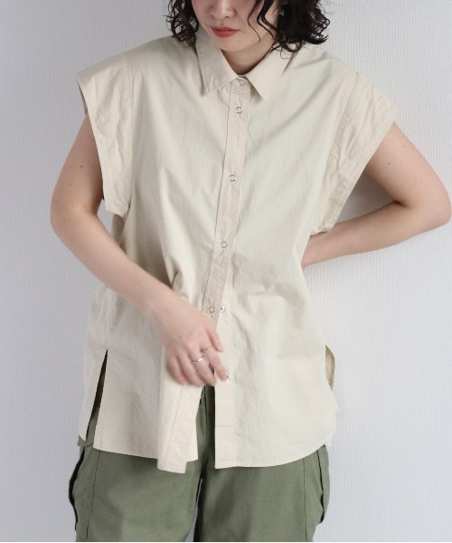cepo（セポ）の「バックシャーリングフレンチシャツ（シャツ/ブラウス・レディース・オフホワイト/ブラウン/グリーン・M）」の3枚目の写真
