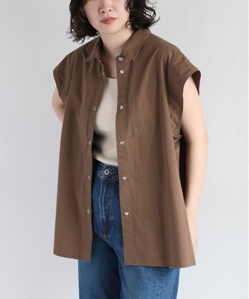 cepo（セポ）の「バックシャーリングフレンチシャツ（シャツ/ブラウス・レディース・オフホワイト/ブラウン/グリーン・M）」の22枚目の写真