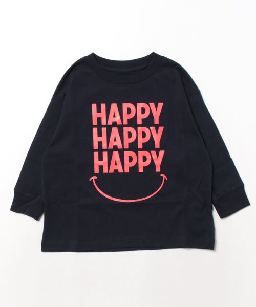 Smoothy(スムージー)の「Smoothy HAPPY Long sleeve Tee / スムージー ハッピーロングスリーブTシャツ(Tシャツ/カットソー・キッズ・ホワイト/ネイビー/ヘザーグレー・X-LARGE/LARGE/MEDIUM/SMALL)」の5枚目の写真