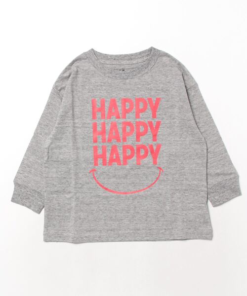 Smoothy(スムージー)の「Smoothy HAPPY Long sleeve Tee / スムージー ハッピーロングスリーブTシャツ(Tシャツ/カットソー・キッズ・ホワイト/ネイビー/ヘザーグレー・X-LARGE/LARGE/MEDIUM/SMALL)」の6枚目の写真
