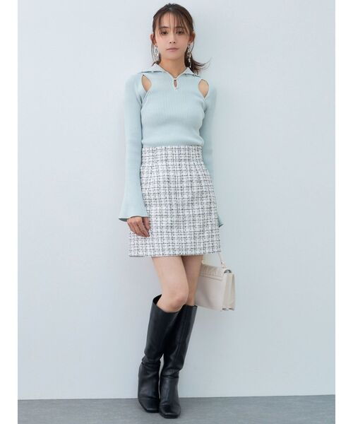 MERCURYDUO（マーキュリーデュオ）の「メタル釦使いスリットニット（ニット/セーター・レディース・ミント/ブラック/オフホワイト・FREE）」の9枚目の写真