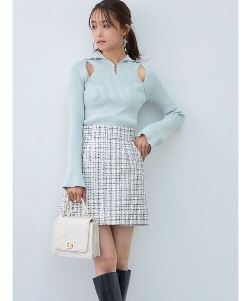 MERCURYDUO（マーキュリーデュオ）の「メタル釦使いスリットニット（ニット/セーター・レディース・ミント/ブラック/オフホワイト・FREE）」の14枚目の写真