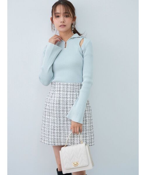 MERCURYDUO（マーキュリーデュオ）の「メタル釦使いスリットニット（ニット/セーター・レディース・ミント/ブラック/オフホワイト・FREE）」の20枚目の写真