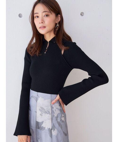 MERCURYDUO（マーキュリーデュオ）の「メタル釦使いスリットニット（ニット/セーター・レディース・ミント/ブラック/オフホワイト・FREE）」の22枚目の写真