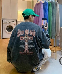 .KOM | 『.KOM/ドットケーオーエム』クロスロゴピグメントルーズロンTEE(Tシャツ/カットソー)