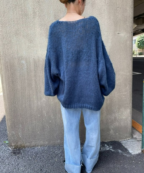 AIC.(エーアイシー)の「起毛加工メッシュ編みオーバーサイズニット(ニット/セーター・レディース・ブラック/グレー/オリーブ/ブルー・FREE)」の16枚目の写真