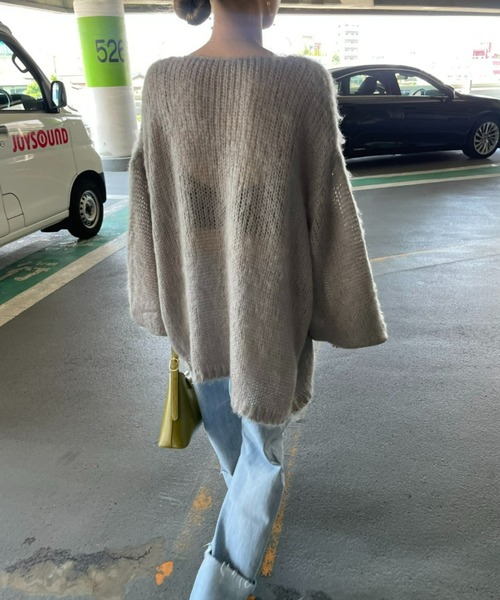 AIC.(エーアイシー)の「起毛加工メッシュ編みオーバーサイズニット(ニット/セーター・レディース・ブラック/グレー/オリーブ/ブルー・FREE)」の8枚目の写真