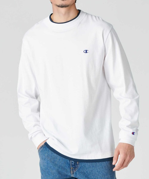 Champion(チャンピオン)の「【Champion】BIGレイヤードロンT(Tシャツ/カットソー・メンズ・ホワイト/ブラック・XL/L/M)」の2枚目の写真