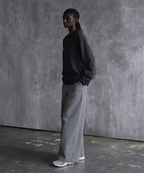 CALLNE(カルネ)の「【CALLNE】 Brushed lining Widestraight Sweatpants / 裏起毛ワイドストレートスウェットパンツ(スウェットパンツ・メンズ・ライトグレー/グレー/グレー系/ブラック/ブラック系・M/L/S)」の9枚目の写真